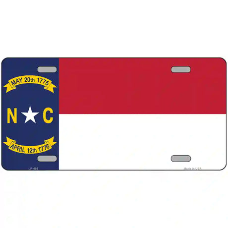 North Carolina State Flag Metal Novelty License Plate 24" x 12" (LLP)