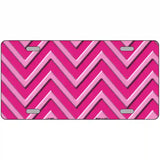 Pink Light Pink Chevron Metal Novelty License Plate 24" x 12" (LLP)