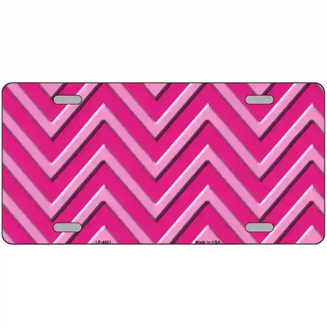 Pink Light Pink Chevron Metal Novelty License Plate 24" x 12" (LLP)