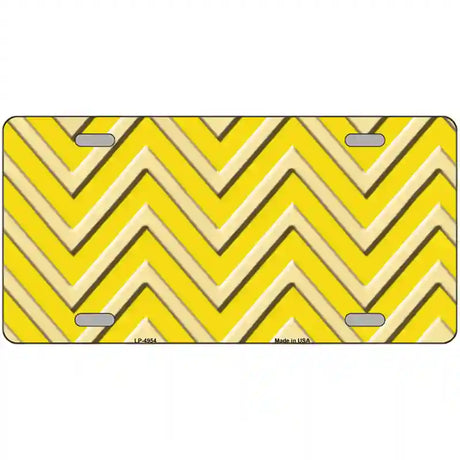 Yellow Light Yellow Chevron Metal Novelty License Plate 24" x 12" (LLP)