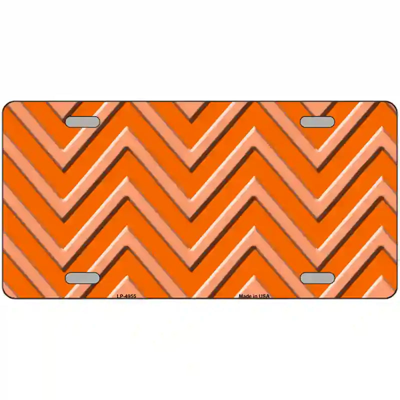 Orange Light Orange Chevron Metal Novelty License Plate 24" x 12" (LLP)