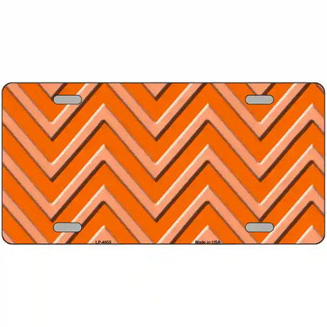 Orange Light Orange Chevron Metal Novelty License Plate 24" x 12" (LLP)