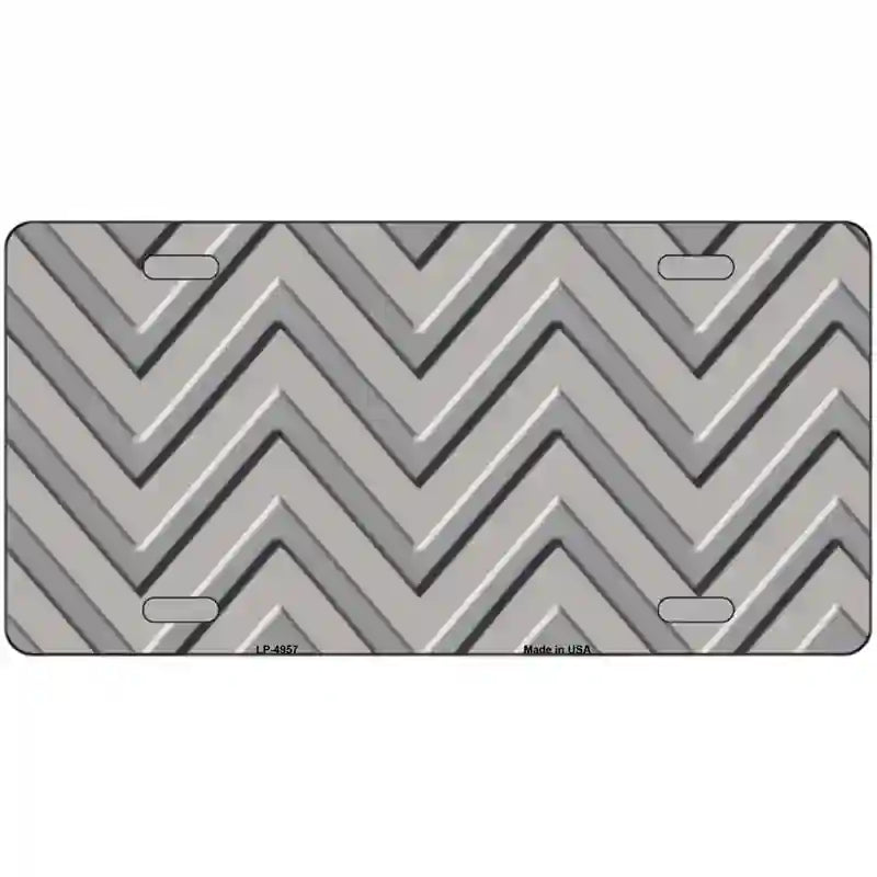 Grey Light Grey Chevron Metal Novelty License Plate 24" x 12" (LLP)