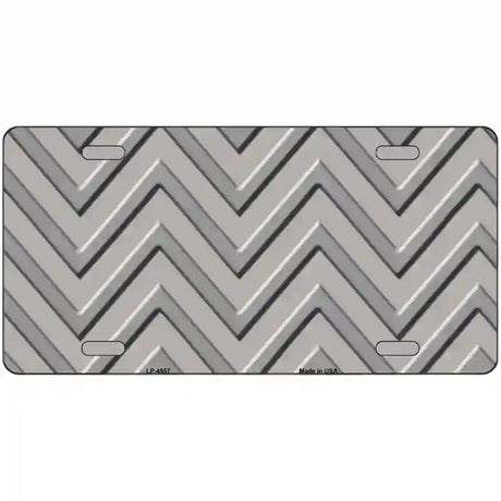 Grey Light Grey Chevron Metal Novelty License Plate 24" x 12" (LLP)