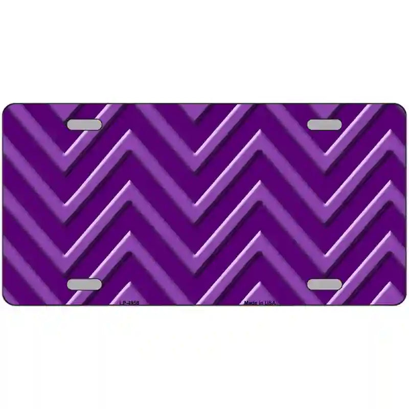 Purple Light Purple Chevron Metal Novelty License Plate 24" x 12" (LLP)