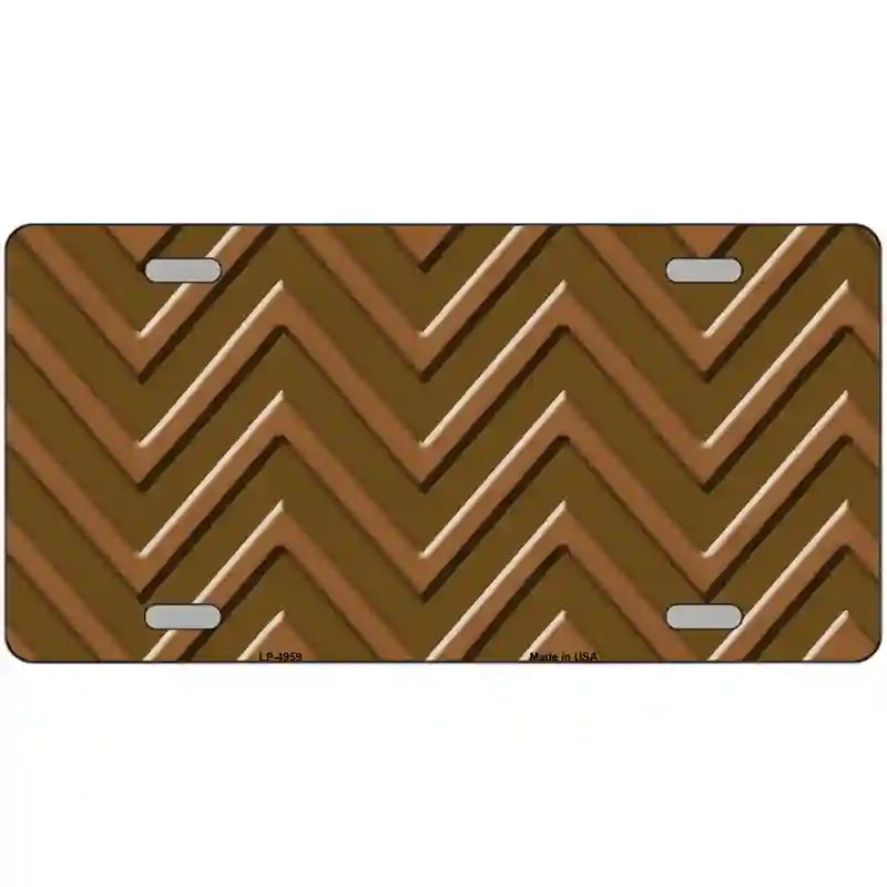 Brown Light Brown Chevron Metal Novelty License Plate 24" x 12" (LLP)