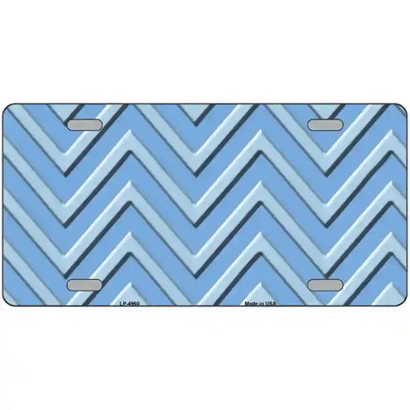 Light Blue Lighter Blue Chevron Metal Novelty License Plate 24" x 12" (LLP)