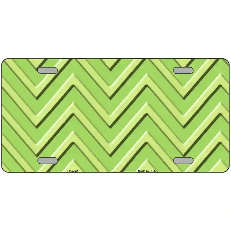 Lime Green Lighter Lime Green Chevron Metal Novelty License Plate 24" x 12" (LLP)