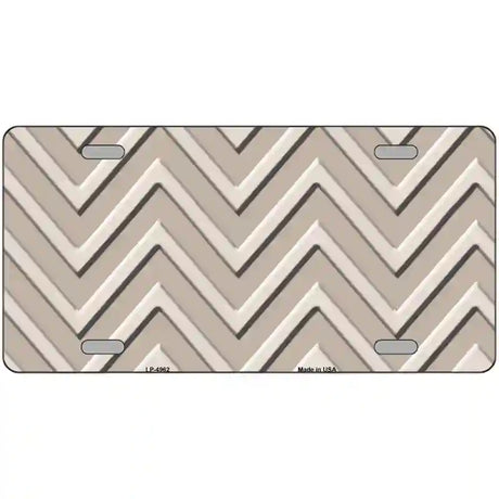 Tan Light Tan Chevron Metal Novelty License Plate 24" x 12" (LLP)