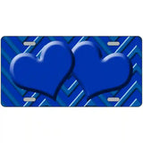 Blue Light Blue Heart Chevron Metal Novelty License Plate 24" x 12" (LLP)