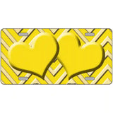 Yellow Light Yellow Heart Chevron Metal Novelty License Plate 24" x 12" (LLP)