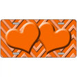 Orange Light Orange Heart Chevron Metal Novelty License Plate 24" x 12" (LLP)