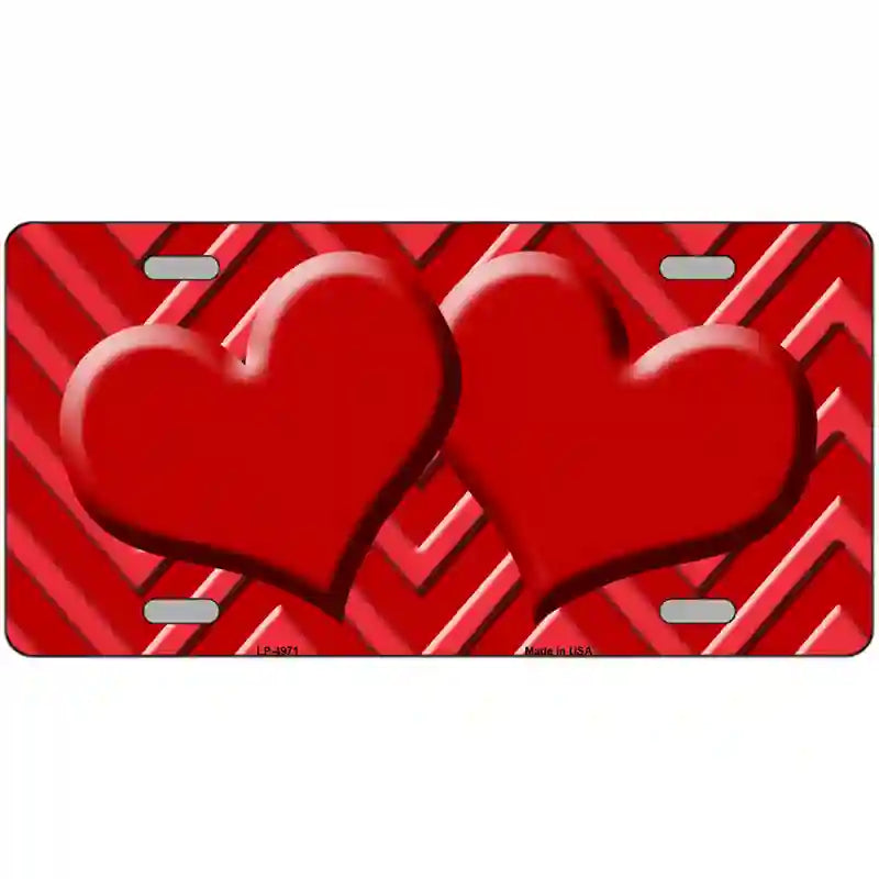 Red Light Red Heart Chevron Metal Novelty License Plate 24" x 12" (LLP)