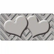 Grey Light Grey Heart Chevron Metal Novelty License Plate 24" x 12" (LLP)