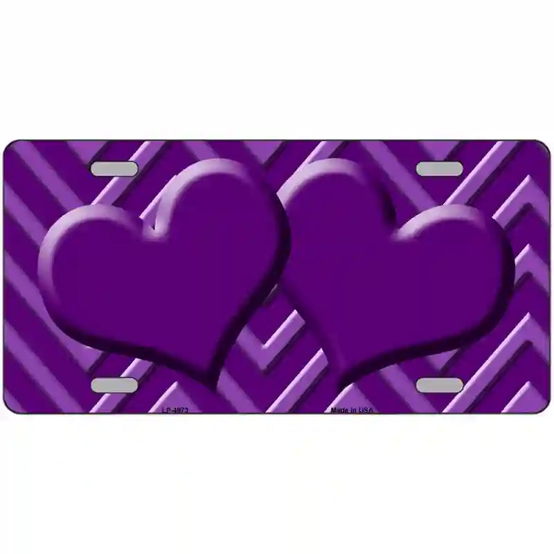 Purple Light Purple Heart Chevron Metal Novelty License Plate 24" x 12" (LLP)