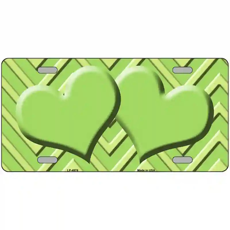 Lime Green Lighter Lime Green Heart Chevron Metal Novelty License Plate 24" x 12" (LLP)