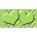 Lime Green Lighter Lime Green Heart Chevron Metal Novelty License Plate 24" x 12" (LLP)