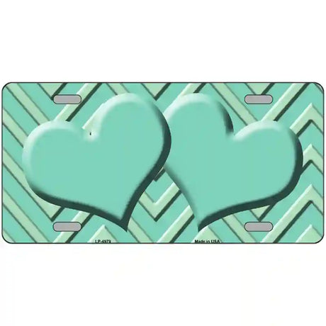 Mint Light Mint Heart Chevron Metal Novelty License Plate 24" x 12" (LLP)