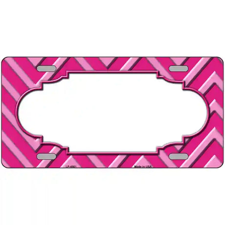 Pink Light Pink Scallop Chevron Metal Novelty License Plate 24" x 12" (LLP)