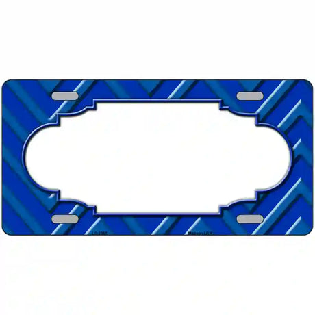 Blue Light Blue Scallop Chevron Metal Novelty License Plate 24" x 12" (LLP)