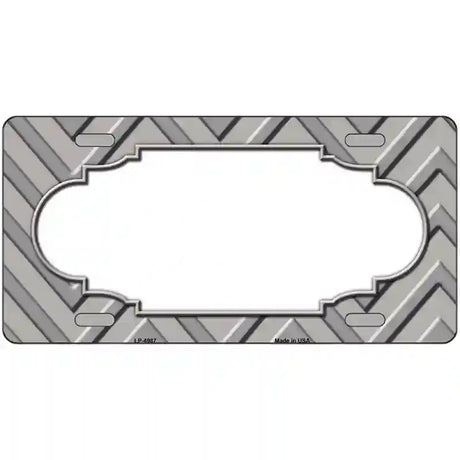 Grey Light Grey Scallop Chevron Metal Novelty License Plate 24" x 12" (LLP)