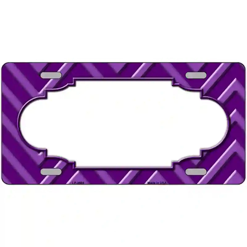 Purple Light Purple Scallop Chevron Metal Novelty License Plate 24" x 12" (LLP)