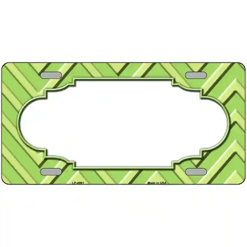 Lime Green Lighter Lime Green Scallop Chevron Metal Novelty License Plate 24" x 12" (LLP)