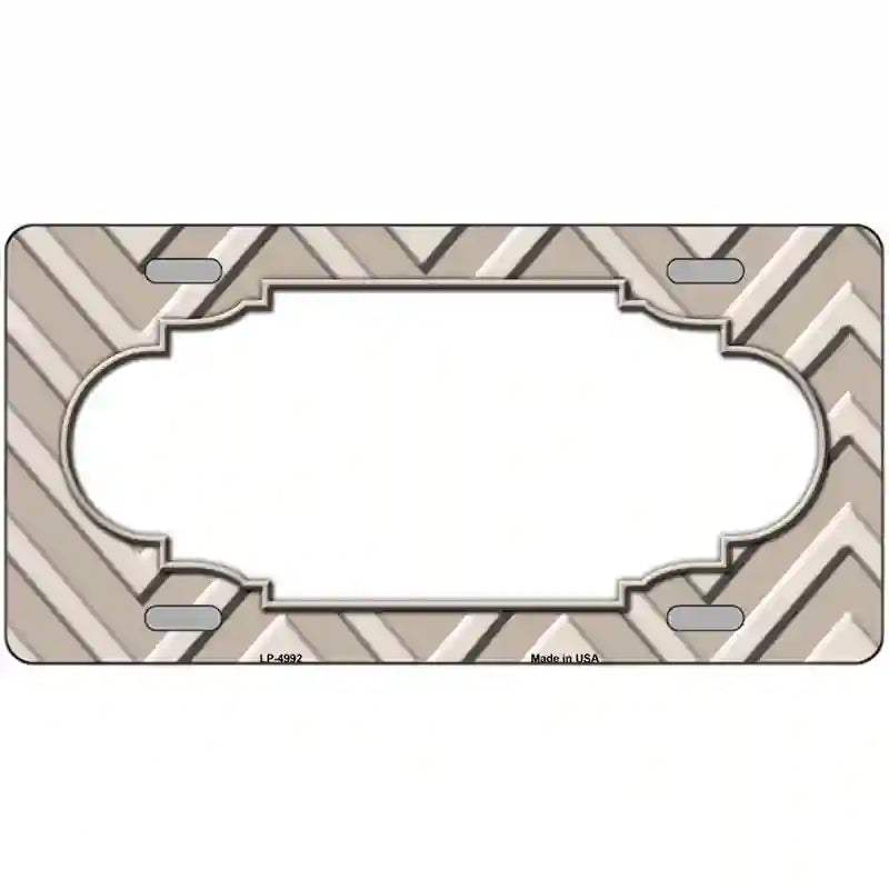 Tan Light Tan Scallop Chevron Metal Novelty License Plate 24" x 12" (LLP)