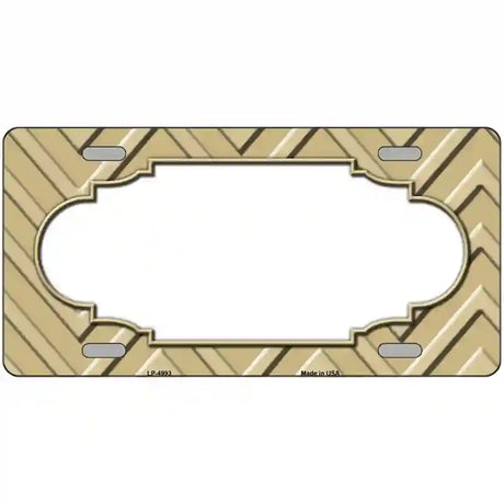 Gold Light Gold Scallop Chevron Metal Novelty License Plate 24" x 12" (LLP)