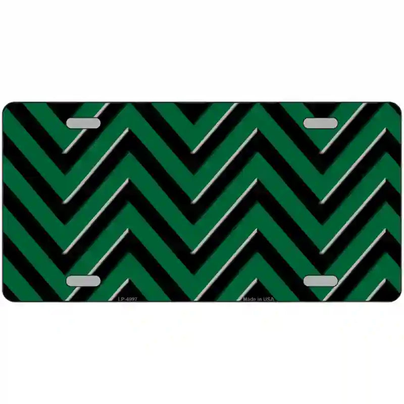 Green Black Chevron Metal Novelty License Plate 24" x 12" (LLP)