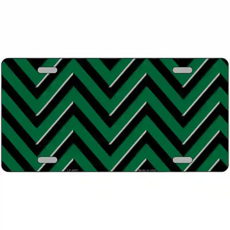 Green Black Chevron Metal Novelty License Plate 24" x 12" (LLP)