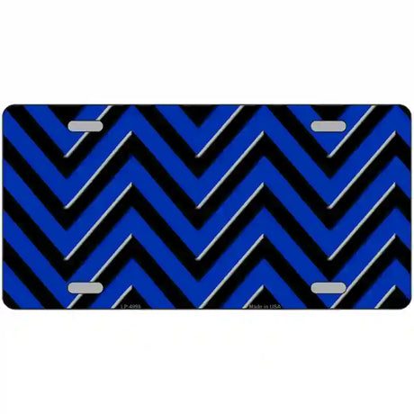 Blue Black Chevron Metal Novelty License Plate 24" x 12" (LLP)