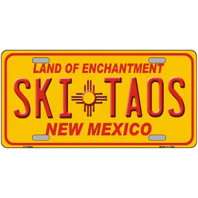 Ski Taos Yellow New Mexico Novelty License Plate 24" x 12" (LLP)