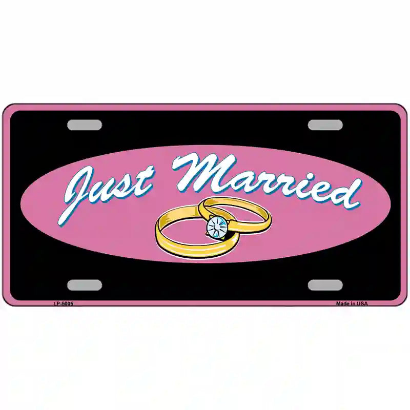 Just Married Novelty Metal Novelty License Plate 24" x 12" (LLP)