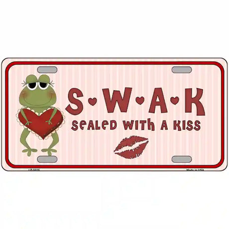 S.W.A.K. Valentine Frog Metal Novelty License Plate 24" x 12" (LLP)