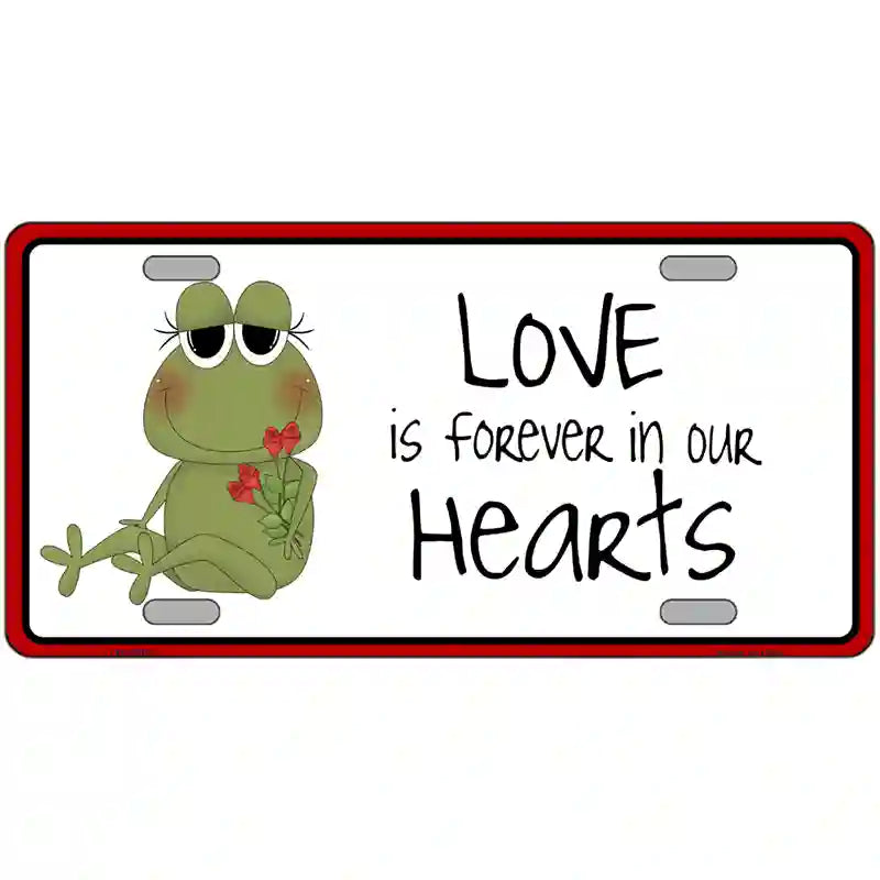 Love In Our Hearts Frog Metal Novelty License Plate 24" x 12" (LLP)