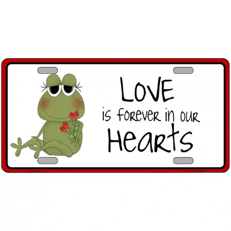 Love In Our Hearts Frog Metal Novelty License Plate 24" x 12" (LLP)