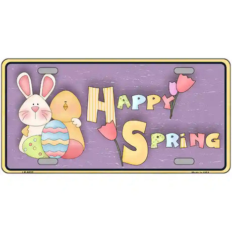 Happy Spring Yellow Metal Novelty License Plate 24" x 12" (LLP)