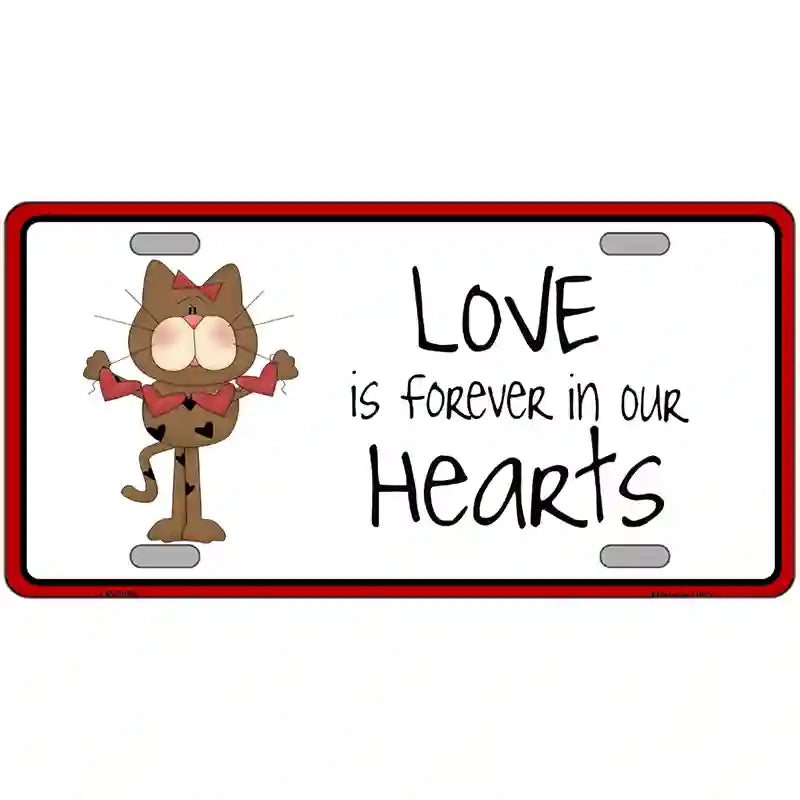 Love In Our Hearts Cat Metal Novelty License Plate 24" x 12" (LLP)