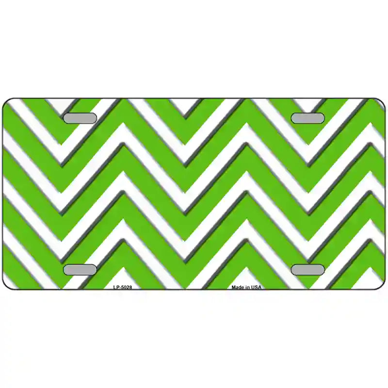 Kelly Green White Chevron Metal Novelty License Plate 24" x 12" (LLP)