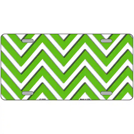 Kelly Green White Chevron Metal Novelty License Plate 24" x 12" (LLP)