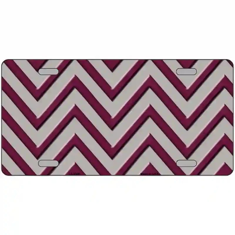 Maroon Grey Chevron Metal Novelty License Plate 24" x 12" (LLP)