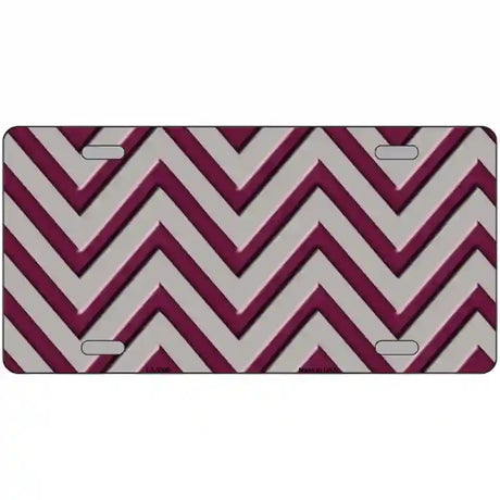 Maroon Grey Chevron Metal Novelty License Plate 24" x 12" (LLP)