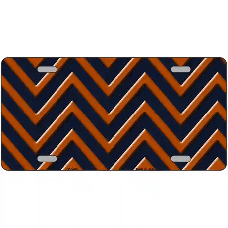 Orange Navy Blue Chevron Metal Novelty License Plate 24" x 12" (LLP)