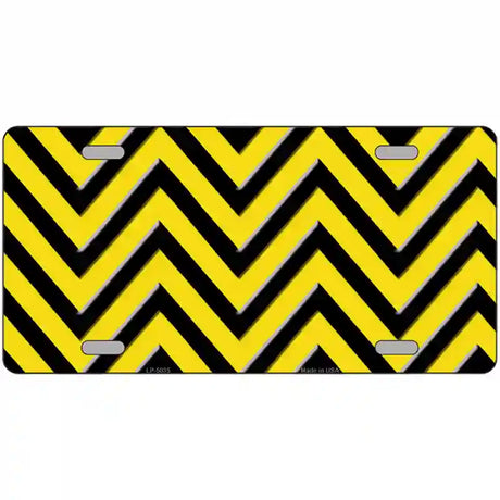 Yellow Black Chevron Metal Novelty License Plate 24" x 12" (LLP)