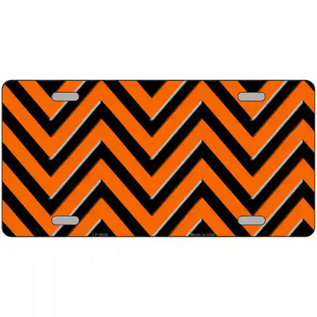 Orange Black Chevron Metal Novelty License Plate 24" x 12" (LLP)