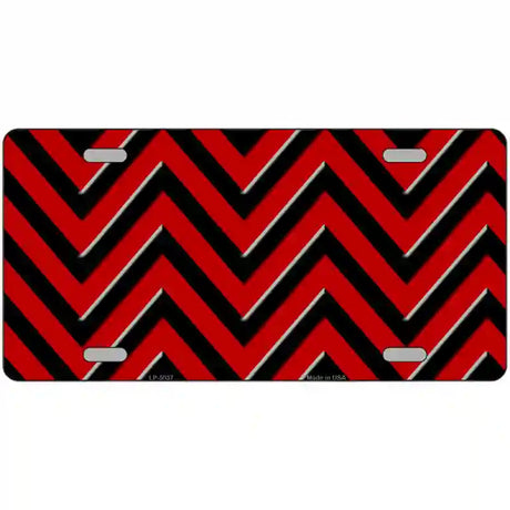 Red Black Chevron Metal Novelty License Plate 24" x 12" (LLP)