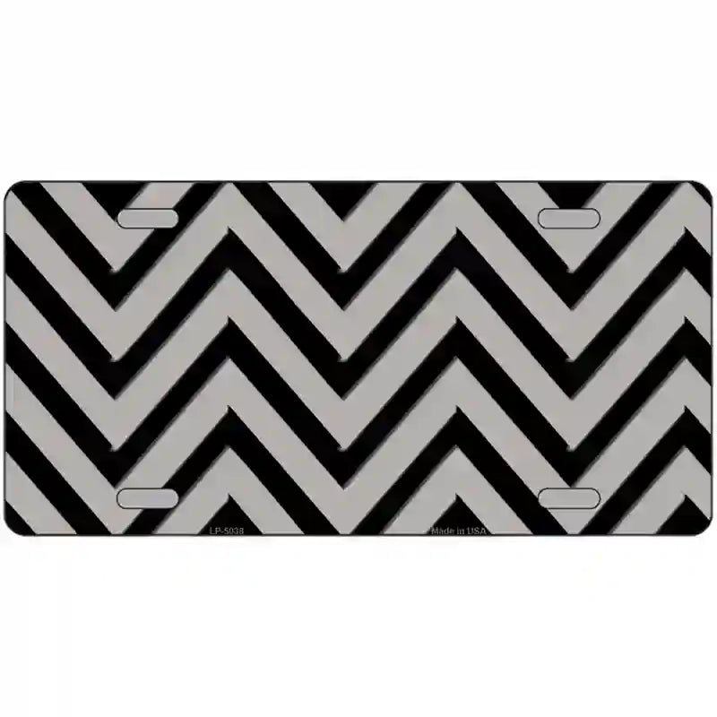 Grey Black Chevron Metal Novelty License Plate 24" x 12" (LLP)