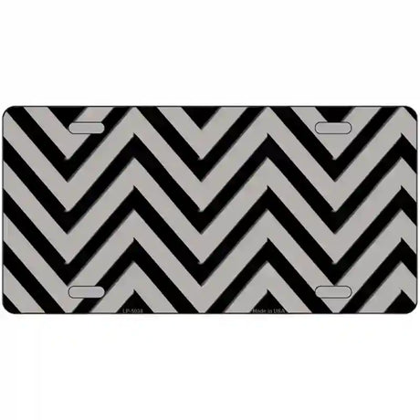 Grey Black Chevron Metal Novelty License Plate 24" x 12" (LLP)