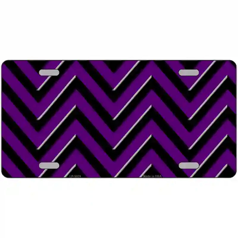 Purple Black Chevron Metal Novelty License Plate 24" x 12" (LLP)